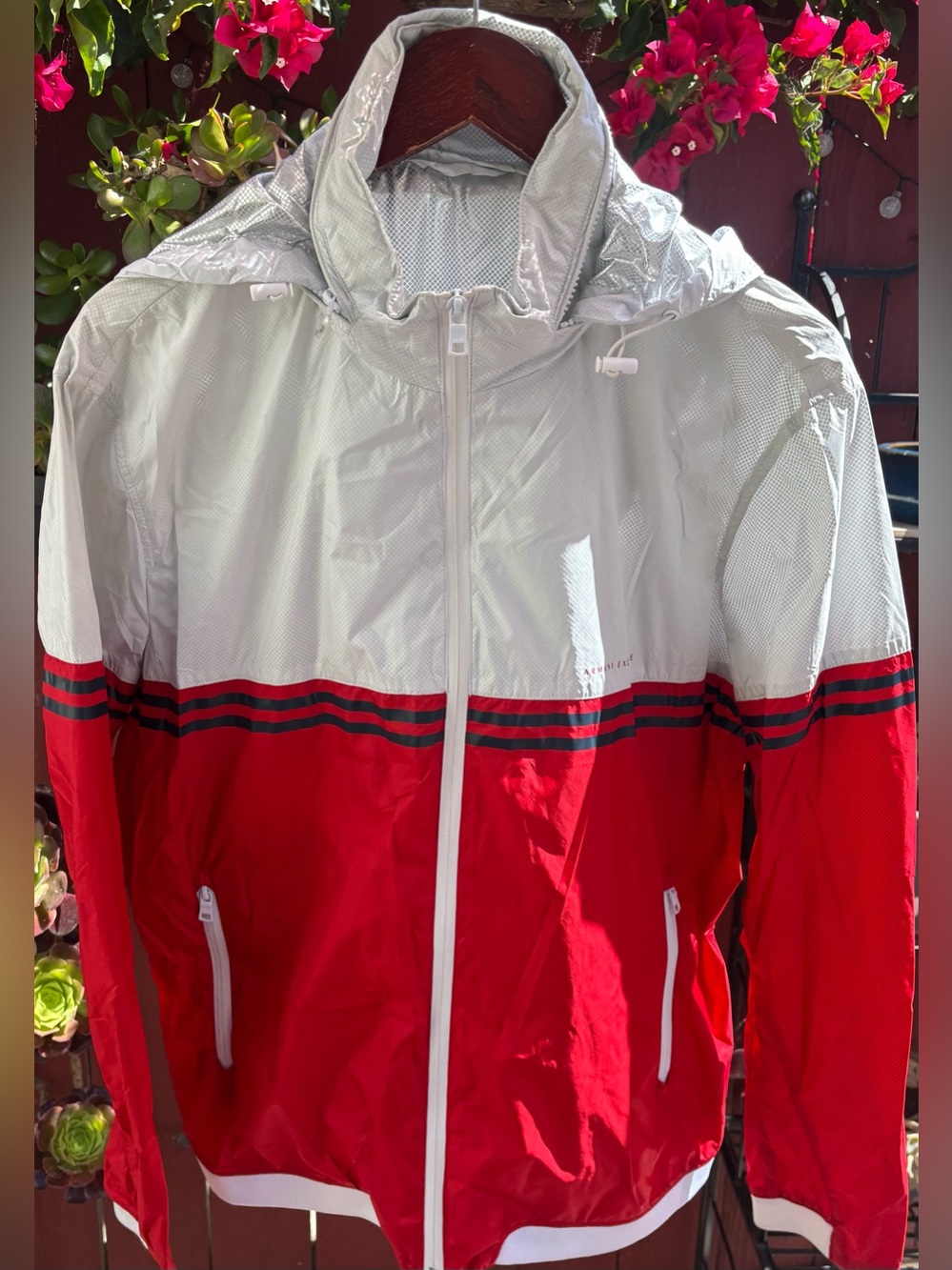 Armani Exchange White and Red Sport Shell Jacket